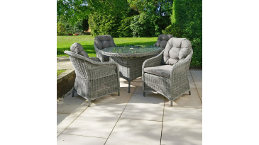 Liv Outdoors - Windsor 4 Seat 1.2m Rod Weave Round dining set in Grey