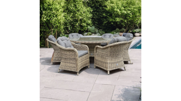 Liv Outdoors - Windsor 6 Seat Rod Weave 1.35m Round dining set in Willow