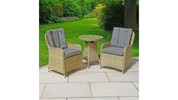 Liv Outdoors - Windsor Rattan 3 Piece Bistro Set - 2 Chairs & Table in Willow