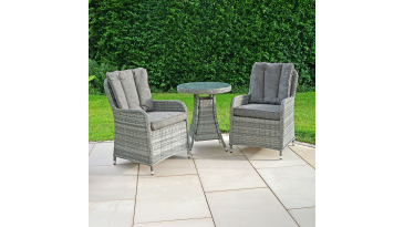 Liv Outdoors - Windsor Rattan 3 Piece Bistro Set - 2 Chairs & Table in Grey