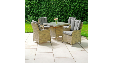 Liv Outdoors - Windsor 4 Seater Square Table Rattan Dining Set in Willow
