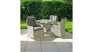 Liv Outdoors - Windsor 4 Seater Square Table Rattan Dining Set in Light Grey