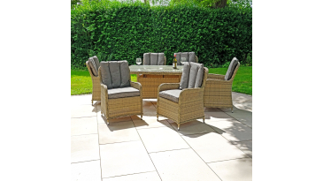 Liv Outdoors - Windsor 6 Seat Rattan Dining Set with Rectangle Table in Willow