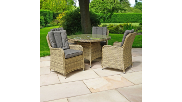 Liv Outdoors - Windsor 4 Seat Round Table Rattan Dining Set in Willow