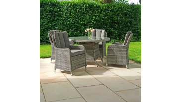 Liv Outdoors - Windsor 4 Seat Round Table Rattan Dining Set in Grey