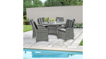 Liv Outdoors - Windsor 6 Seat Round Table Rattan Dining Set in Grey