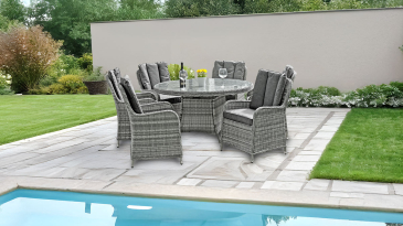 Liv Outdoors - Windsor 6 Seat 1.3m Round Table Rattan Dining Set