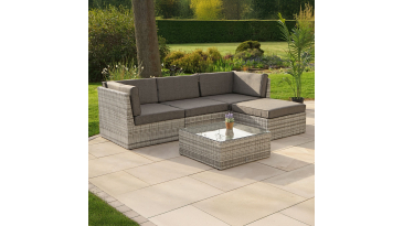 Liv Outdoors - Windsor Modular Rattan Sofa - 245cm x 160cm in Light Grey
