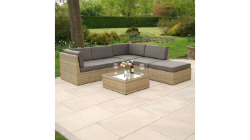 Liv Outdoors - Windsor Modular Rattan Sofa - 245cm x 235cm in Willow