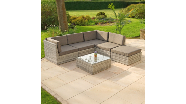 Liv Outdoors - Windsor Modular Rattan Sofa - 245cm x 235cm in Light Grey