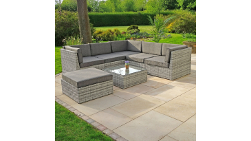 Liv Outdoors - Windsor Modular Rattan Sofa - 320cm x 170cm in Light Grey