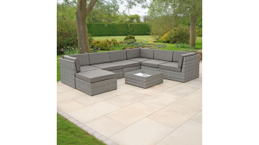 Liv Outdoors - Windsor Modular Rattan Sofa - 320cm x 245cm in Grey