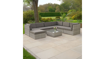 Liv Outdoors - Windsor Modular Rattan Sofa - 320cm x 245cm in Light Grey