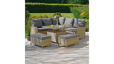 Liv Outdoors - Windsor Corner Sofa Dining Set with Square Rising Table in Willow