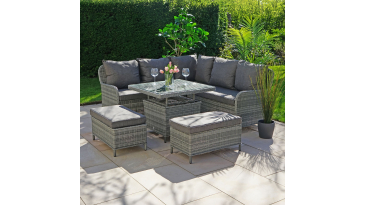 Liv Outdoors - Windsor Corner Sofa Dining Set with Square Rising Table in Grey