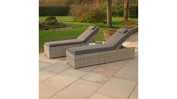 Liv Outdoors - Windsor Sun Lounger and Table Set (Set of 2) in Light Grey