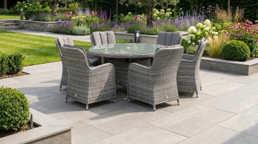Liv Outdoors - Windsor 6 Seat 1.3m Round Table Rattan Dining Set