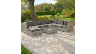 Liv Outdoors - Windsor Modular Rattan Sofa - 320cm x 245cm in Light Grey