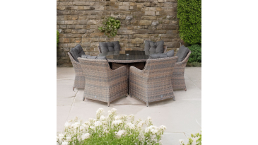 Liv Outdoors - Heritage Rod Weave 6 Seat Round Dining Set in Brown