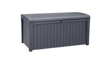 Keter - Borneo 416L Outdoor Storage Box - Rattan Effect in Grey