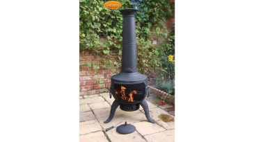 Gardeco - Large Tia Chimenea in Black, inc BBQ grill