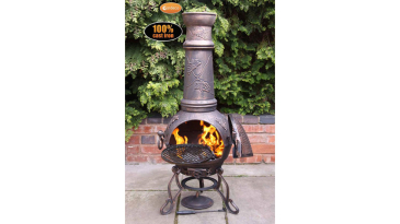 Gardeco - Toledo XL Cast Iron Chimenea In Bronze With Grapes