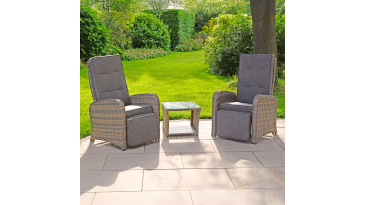 Liv Outdoors - Heritage 2 Recliner Armchair and table Rattan bistro set in Brown