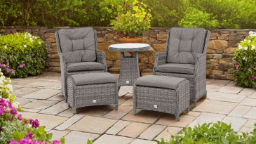 Liv Outdoors - Heritage 2 Armchair and 2 Footstools Rattan Bistro Set