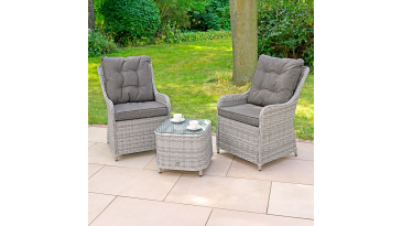 Liv Outdoors - Heritage 2 Armchair and coffee table bistro set in Light Grey