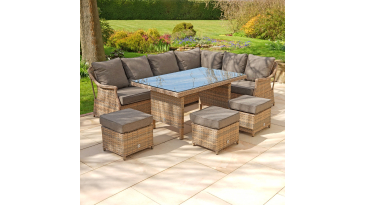 Liv Outdoors - Heritage Corner sofa dining set with large table in Brown