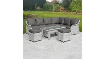 Liv Outdoors - Heritage Corner sofa dining set with rising table in Light Grey
