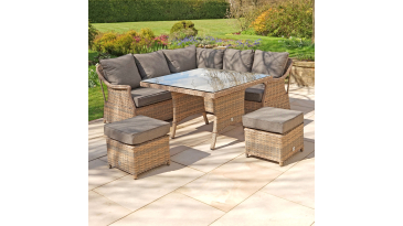 Liv Outdoors - Heritage corner sofa dining set with square dining table in Brown