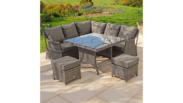 Liv Outdoors - Heritage corner sofa dining set with square dining table in Grey
