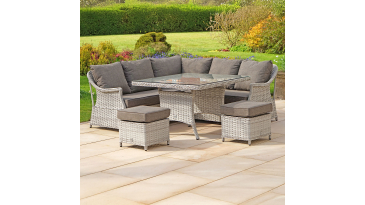 Liv Outdoors - Heritage corner sofa dining set with square dining table in Light Grey