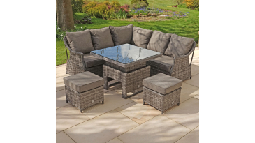 Liv Outdoors - Heritage corner sofa dining set with square rising table in Grey