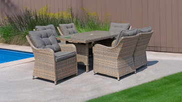 Liv Outdoors - Heritage Rattan 6 Seat Rectangle Dining Set