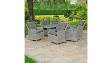 Liv Outdoors - Heritage Rod Weave 6 Seat Rectangle Dining Set in Light Grey