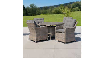 Liv Outdoors - Heritage Rod Weave 4 Seat Round Dining Set in Brown