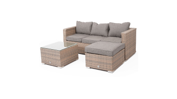 Liv Outdoors - Heritage 3 Seater Recliner Sofa with Footstool and Table in Brown