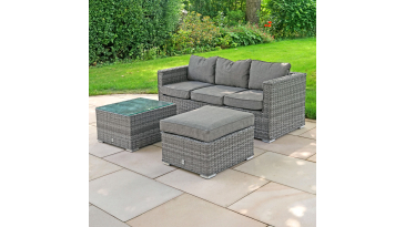 Liv Outdoors - Heritage 3 Seater Recliner Sofa with Footstool and Table in Grey