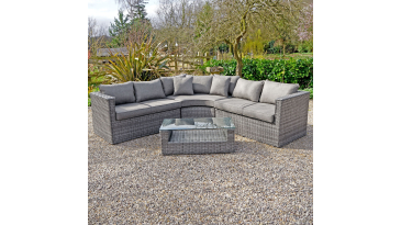 Liv Outdoors - Heritage 2.5m x 2.5m Curved corner sofa with coffee table in Grey