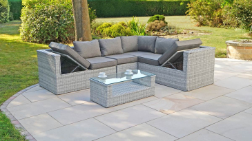 Liv Outdoors - Heritage Rattan 2.5m x 2m Recliner Corner Sofa with Coffee Table