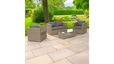 Liv Outdoors - Heritage 2 Seat Sofa & 2 Armchair rattan sofa set in Brown