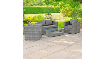 Liv Outdoors - Heritage 2 Seat Sofa & 2 Armchair rattan sofa set in Grey
