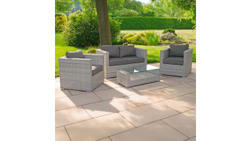 Liv Outdoors - Heritage 2 Seat Sofa & 2 Armchair rattan sofa set in Light Grey