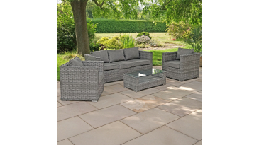 Liv Outdoors - Heritage 3 Seat Sofa & 2 Armchair rattan sofa set in Grey