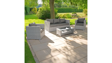 Liv Outdoors - Heritage 3 Seat Sofa & 2 Armchair rattan sofa set in Light Grey