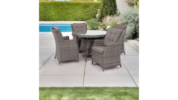 Liv Outdoors - Heritage 4 Seat Round Rattan Dining Set in Grey