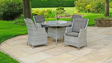 Liv Outdoors - Heritage 4 Seat 1.15m Round Rattan Dining Set