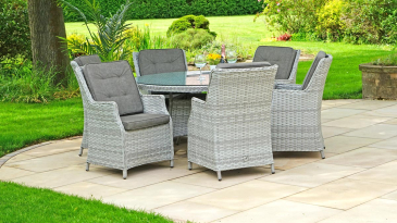 Liv Outdoors - Heritage 6 Seat 1.3m Round Rattan Dining Set